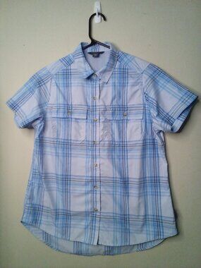 Eddie Bauer Shirt Women S Button Up Short Sleeve Outdoor Fishing Pockets Plaid